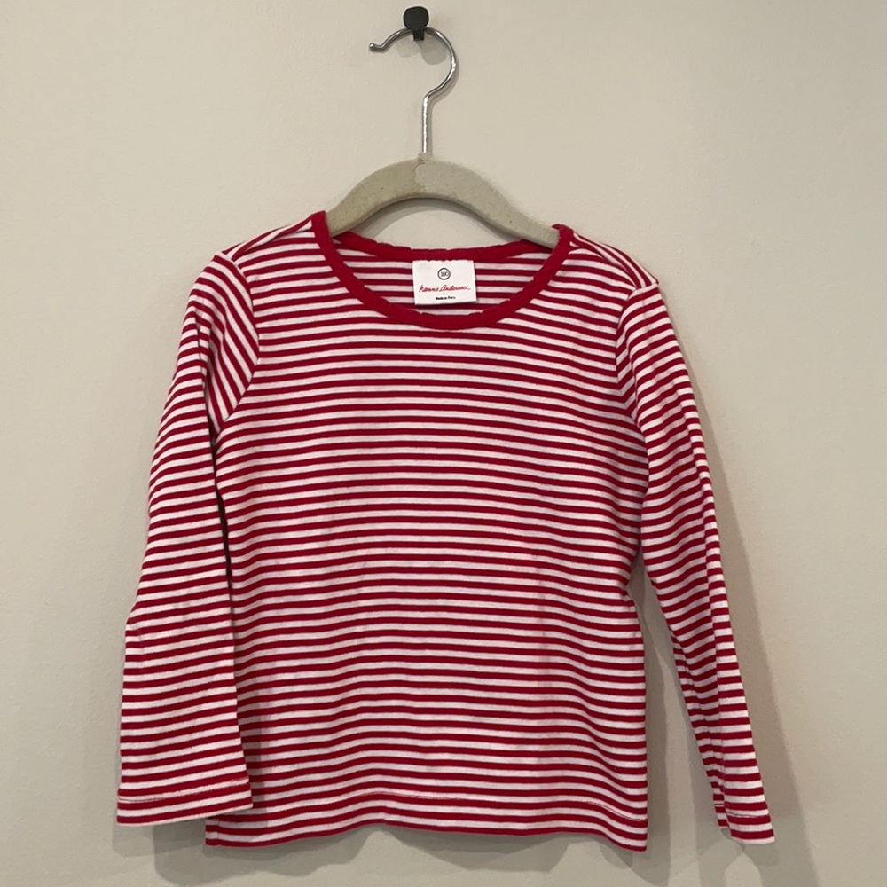 Hanna Andersson Red White Stripe Tee Long Sleeve Waldo Halloween Size 100